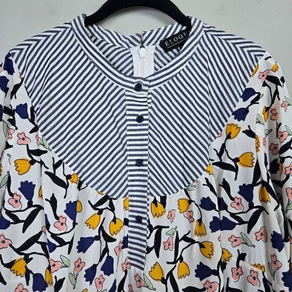 Eloquii Womens Floral Midi Shirt Dress Size 22 Long Sleeve Spring Bloomcore NWT - Picture 3 of 10